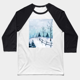 Winter landscape Christmas watercolor Baseball T-Shirt